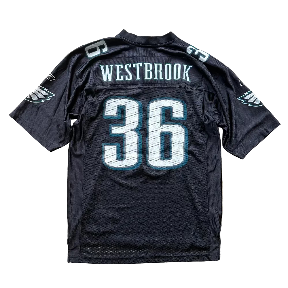 Eagles 2003 Brian Westbrook Reebok Black Jersey Shirt Size M Back